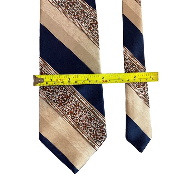 Damon Mens Neck Tie Black Gold Burgundy Stripe Work Dad Gift - Picture 2 of 5